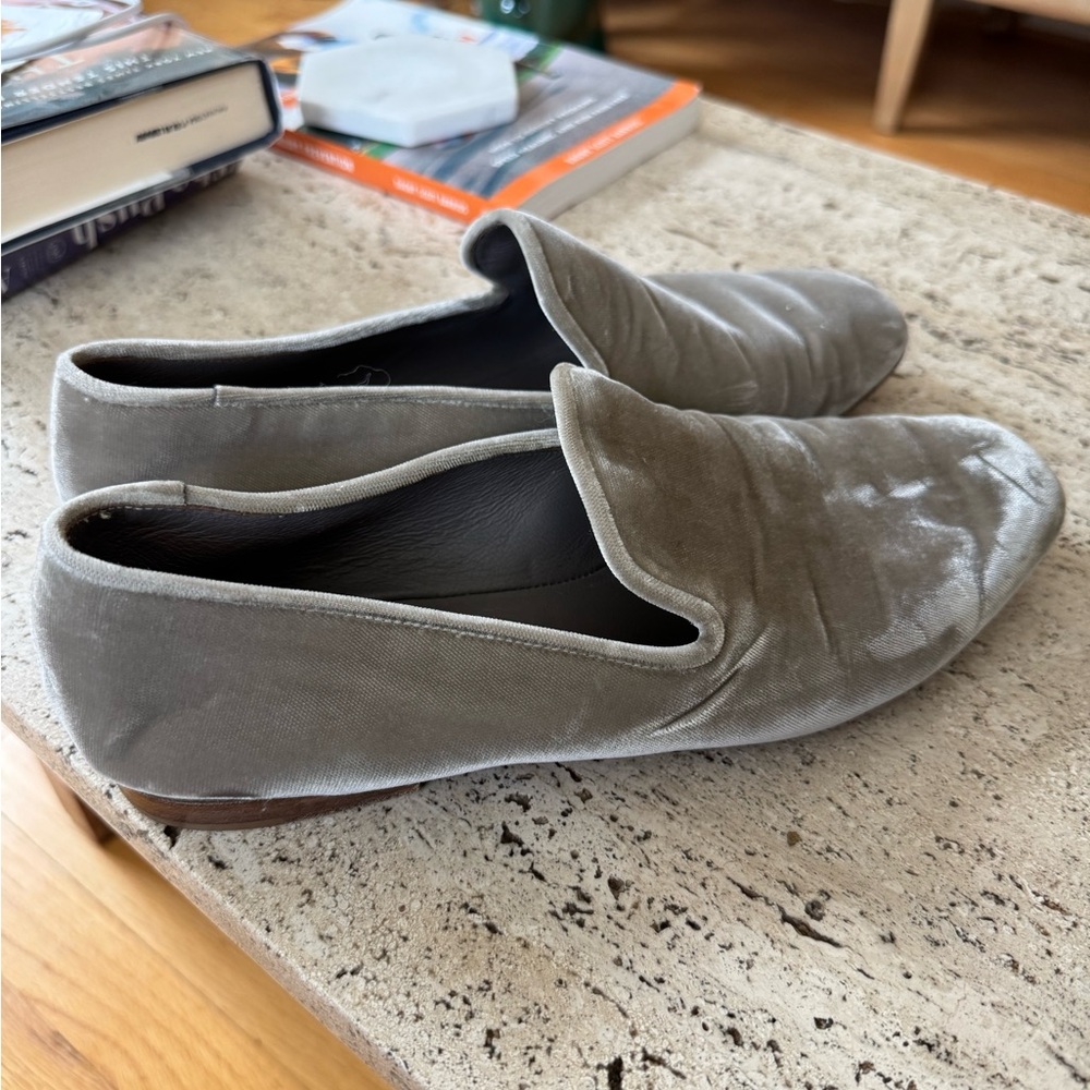 Vince Brey Gray Velvet Loafers